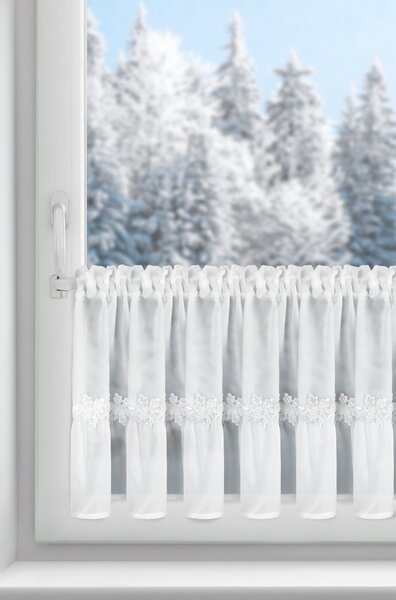 KRÁTKÁ VÁNOČNÍ ZÁCLONA NA PÁSCE FLAKE 150X40 CM BÍLÁ
