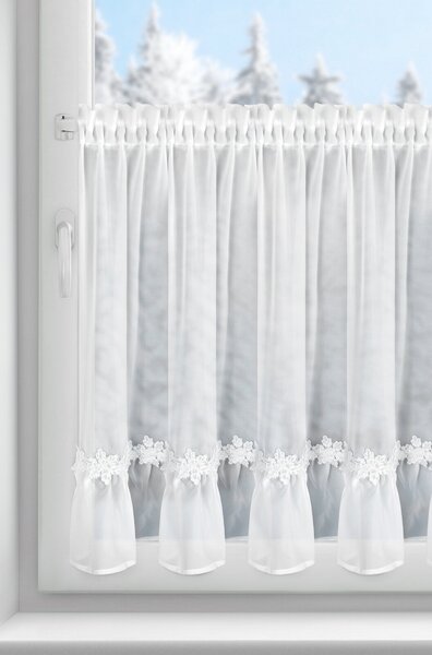 KRÁTKÁ VÁNOČNÍ ZÁCLONA NA PÁSCE FLAKE 150X70 CM BÍLÁ