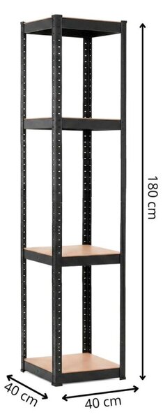Kovový regál 180x40x40 cm 4 police SPRINGOS HA5282 černý