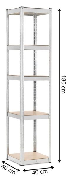 Kovový regál 180x40x40 cm 5 polic SPRINGOS HA5281 pozinkovaný