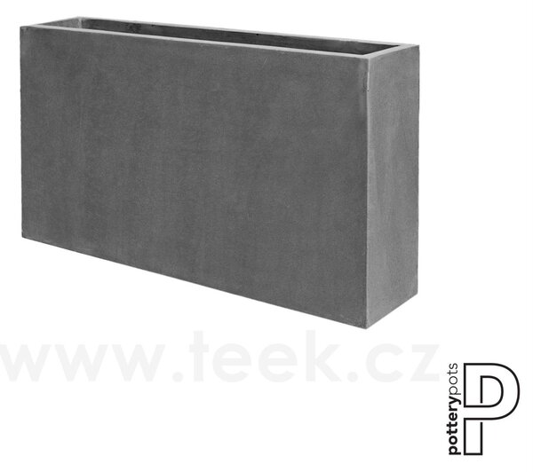 Pottery Pots Venkovní květináč obdélníkový Jort Slim S, Grey (barva šedá), kolekce Natural, kompozit Fiberstone, d 91 cm x š 20 cm x v 50 cm, objem cca 91 l
