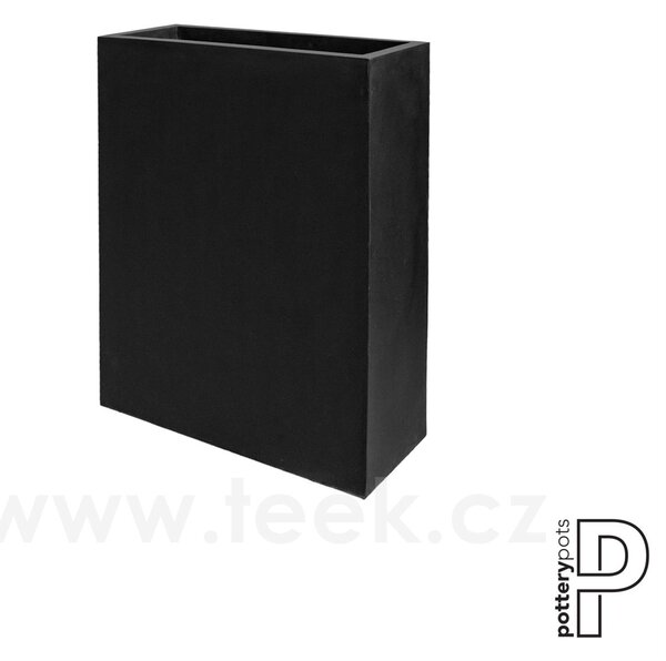 Pottery Pots Venkovní květináč obdélníkový Jort Slim high M, Black (barva černá), kolekce Natural, kompozit Fiberstone, d 61 cm x š 25 cm x v 81 cm, objem cca 123 l