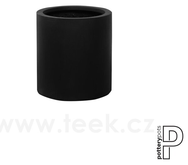 Pottery Pots Venkovní květináč kulatý Max S, Black (barva černá), kolekce Natural, kompozit Fiberstone, průměr 30 cm x v 30 cm, objem cca 20 l