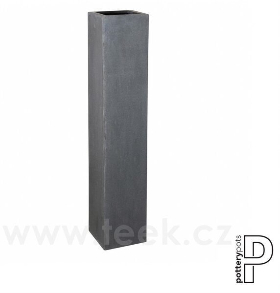 Pottery Pots Venkovní květináč obdélníkový Yenn M, Grey (barva šedá), kolekce Natural, kompozit Fiberstone, d 25 cm x š 25 cm x v 125 cm, objem cca 78 l