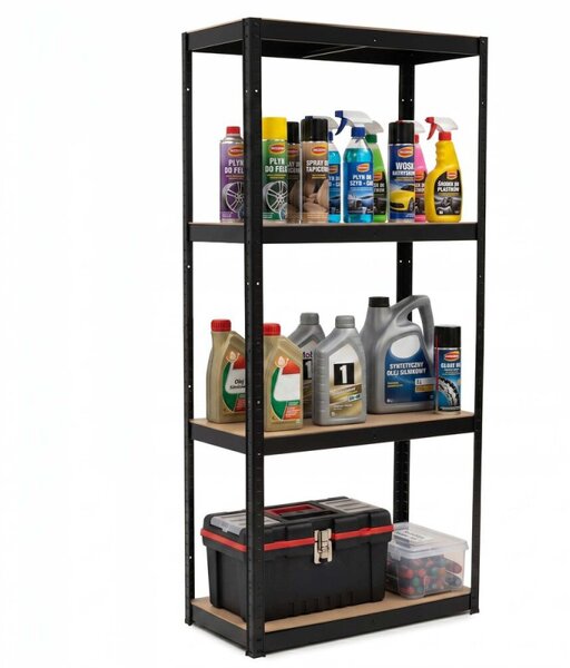 Kovový regál 174x80x40 cm 4 police SPRINGOS HA5283 černý