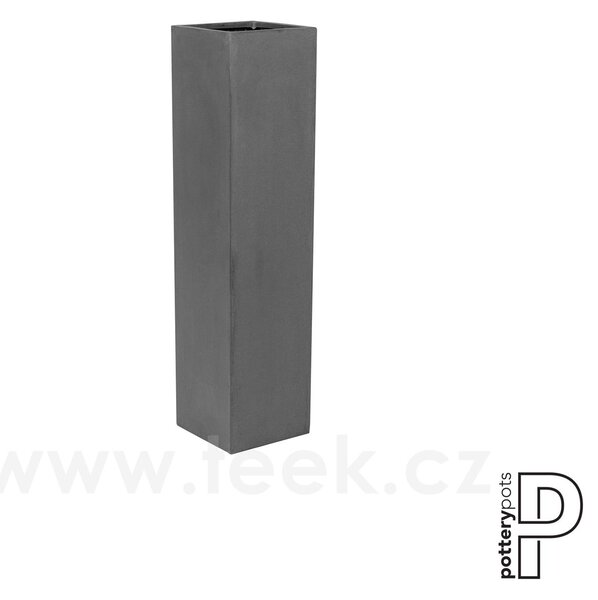 Pottery Pots Venkovní květináč obdélníkový Yenn S, Grey (barva šedá), kolekce Natural, kompozit Fiberstone, d 25 cm x š 25 cm x v 100 cm, objem cca 62 l