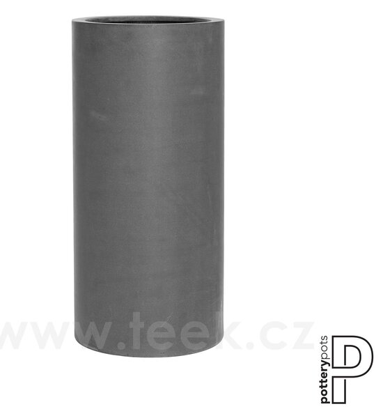 Pottery Pots Venkovní květináč kulatý Klax L, Grey (barva šedá), kolekce Natural, kompozit Fiberstone, průměr 40 cm x v 80 cm, objem cca 100 l