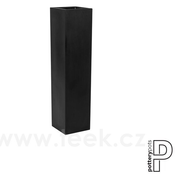 Pottery Pots Venkovní květináč obdélníkový Yenn S, Black (barva černá), kolekce Natural, kompozit Fiberstone, d 25 cm x š 25 cm x v 100 cm, objem cca 62 l