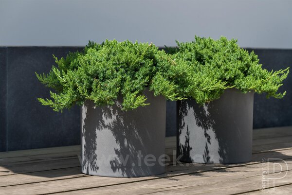 Pottery Pots Venkovní květináč kulatý Max S, Grey (barva šedá), kolekce Natural, kompozit Fiberstone, průměr 30 cm x v 30 cm, objem cca 20 l