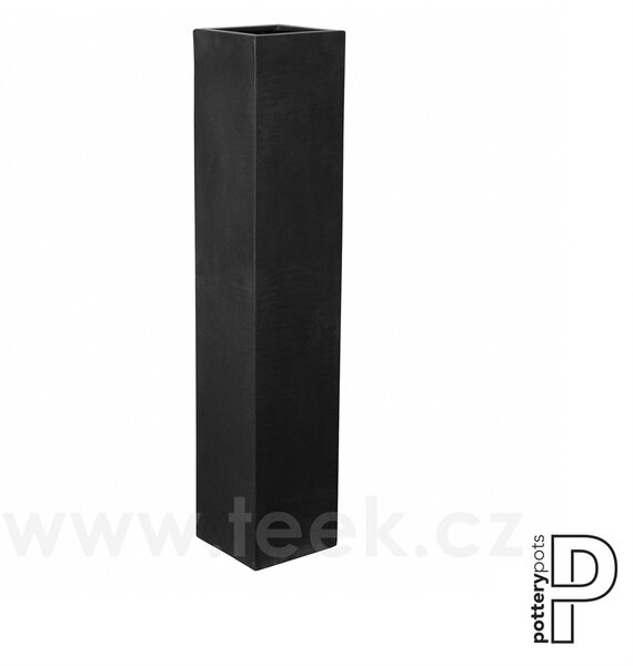 Pottery Pots Venkovní květináč obdélníkový Yenn M, Black (barva černá), kolekce Natural, kompozit Fiberstone, d 25 cm x š 25 cm x v 125 cm, objem cca 78 l