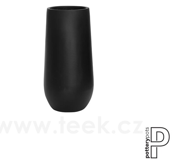Pottery Pots Venkovní květináč kulatý Nax M, Black (barva černá), kolekce Natural, kompozit Fiberstone, průměr 35 cm x v 70 cm, objem cca 51 l