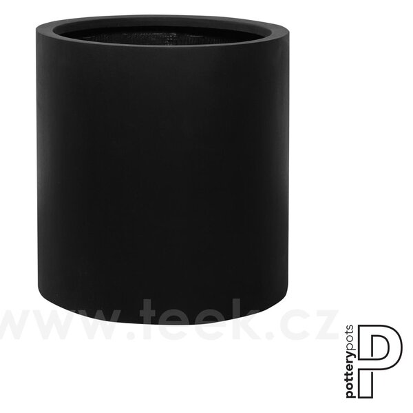 Pottery Pots Venkovní květináč kulatý Max M, Black (barva černá), kolekce Natural, kompozit Fiberstone, průměr 43 cm x v 43 cm, objem cca 62 l