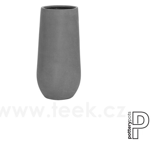 Pottery Pots Venkovní květináč kulatý Nax M, Grey (barva šedá), kolekce Natural, kompozit Fiberstone, průměr 35 cm x v 70 cm, objem cca 51 l