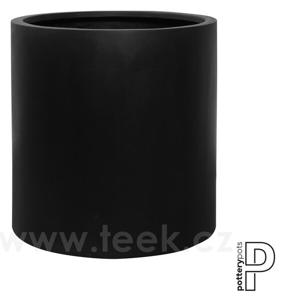 Pottery Pots Venkovní květináč kulatý Max L, Black (barva černá), kolekce Natural, kompozit Fiberstone, průměr 50 cm x v 50 cm, objem cca 98 l