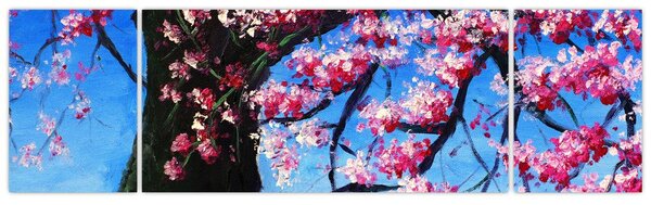 Obraz malované rozkvetlé třešně (170x50 cm)