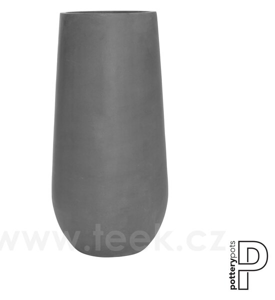 Pottery Pots Venkovní květináč kulatý Nax L, Grey (barva šedá), kolekce Natural, kompozit Fiberstone, průměr 50 cm x v 100 cm, objem cca 158 l