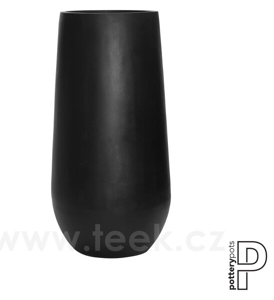 Pottery Pots Venkovní květináč kulatý Nax L, Black (barva černá), kolekce Natural, kompozit Fiberstone, průměr 50 cm x v 100 cm, objem cca 158 l