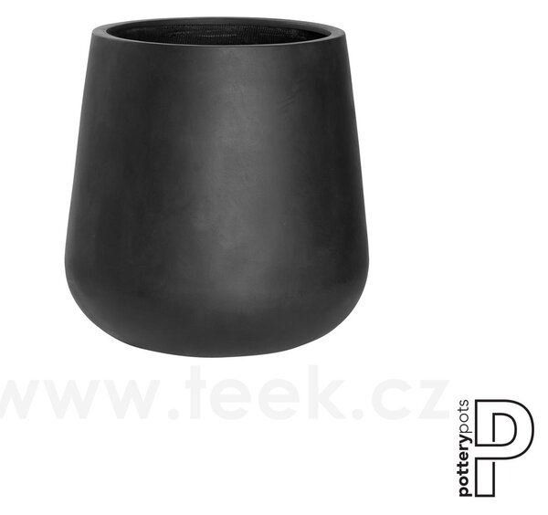 Pottery Pots Venkovní květináč kulatý Pax XL, Black (barva černá), kolekce Natural, kompozit Fiberstone, průměr 66 cm x v 67 cm, objem cca 188 l