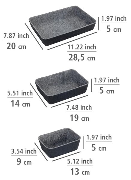 WENKO 64502100 - Organizér zásuvky FELT 28,5x20 cm šedá