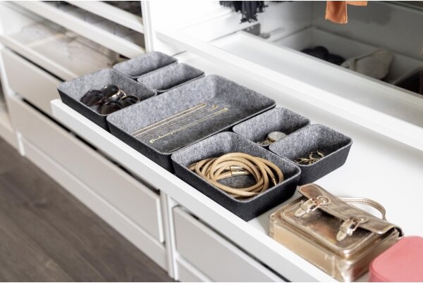 WENKO 64502100 - Organizér zásuvky FELT 28,5x20 cm šedá