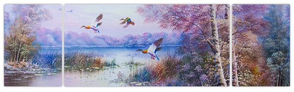 Obraz - Přichází podzim, olejomalba (170x50 cm)