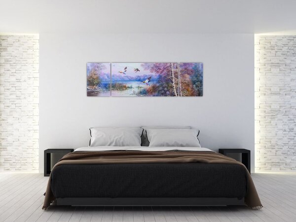 Obraz - Přichází podzim, olejomalba (170x50 cm)