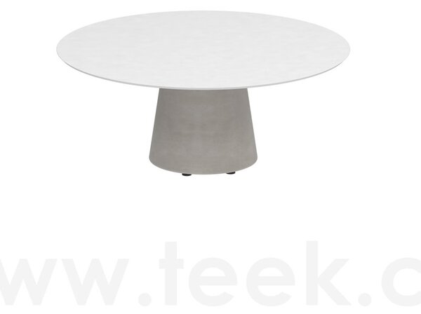 Royal Botania Betonový nízký stůl Conix, Royal Botania, kulatý 120x35 cm, podnož beton cement grey, deska keramika bílá