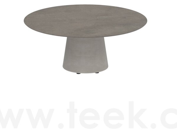 Royal Botania Betonový nízký stůl Conix, Royal Botania, kulatý 120x35 cm, podnož beton cement grey, deska keramika bílá