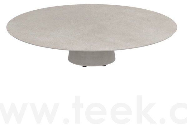 Royal Botania Betonový nízký stůl Conix, Royal Botania, kulatý 160x35 cm, podnož beton cement grey, deska teak