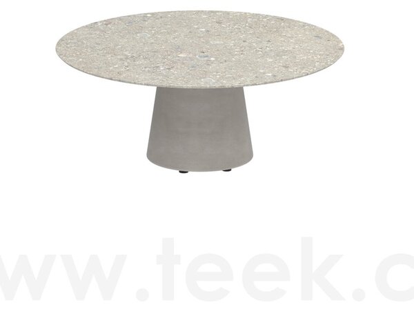 Royal Botania Betonový nízký stůl Conix, Royal Botania, kulatý 120x35 cm, podnož beton cement grey, deska keramika bílá