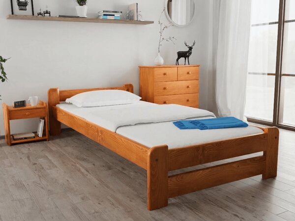Postel Emily 80 x 200 cm, olše bez roštu s matrací Deluxe 10 cm
