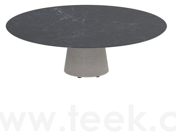Royal Botania Betonový nízký stůl Conix, Royal Botania, kulatý 160x35 cm, podnož beton cement grey, deska teak
