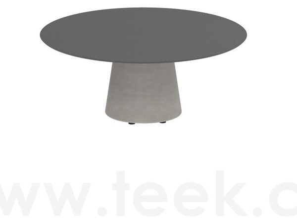 Royal Botania Betonový nízký stůl Conix, Royal Botania, kulatý 120x35 cm, podnož beton cement grey, deska keramika bílá