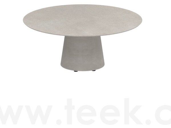 Royal Botania Betonový nízký stůl Conix, Royal Botania, kulatý 120x35 cm, podnož beton cement grey, deska keramika bílá