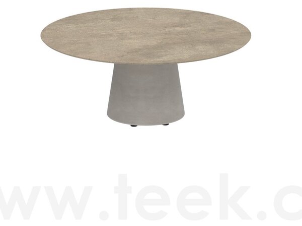 Royal Botania Betonový nízký stůl Conix, Royal Botania, kulatý 120x35 cm, podnož beton cement grey, deska keramika bílá