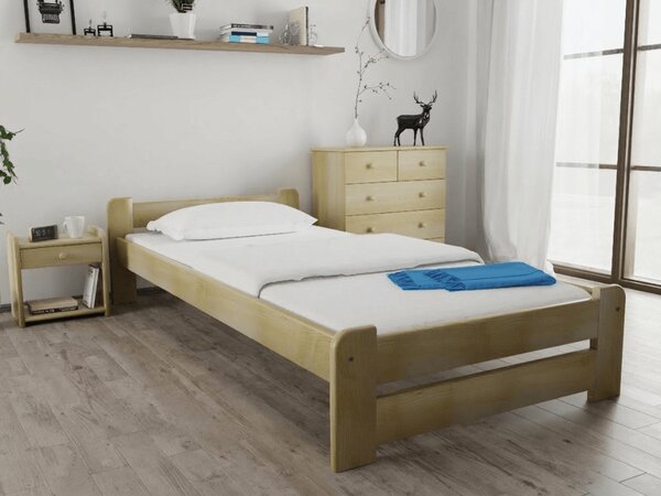 Postel Emily 80 x 200 cm, borovice s lamelovým roštem a matrací Deluxe 10 cm