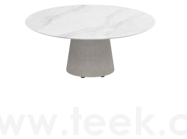 Royal Botania Betonový nízký stůl Conix, Royal Botania, kulatý 120x35 cm, podnož beton cement grey, deska keramika bílá