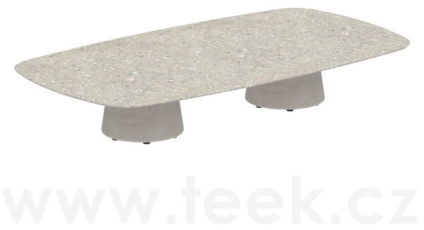 Royal Botania Betonový nízký stůl Conix, Royal Botania, oválný 220x120x35 cm, podnož beton cement grey, deska keramika bílá