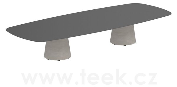 Royal Botania Betonový nízký stůl Conix, Royal Botania, oválný 300x120x35 cm, podnož beton cement grey, deska keramika bílá