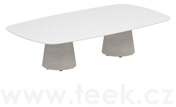 Royal Botania Betonový nízký stůl Conix, Royal Botania, oválný 220x120x35 cm, podnož beton cement grey, deska keramika bílá