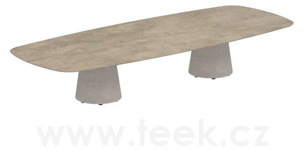 Royal Botania Betonový nízký stůl Conix, Royal Botania, oválný 300x120x35 cm, podnož beton cement grey, deska keramika bílá