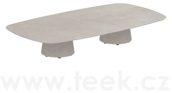 Royal Botania Betonový nízký stůl Conix, Royal Botania, oválný 220x120x35 cm, podnož beton cement grey, deska keramika bílá