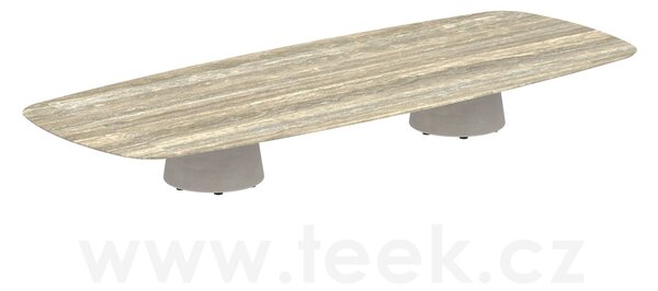 Royal Botania Betonový nízký stůl Conix, Royal Botania, oválný 300x120x35 cm, podnož beton cement grey, deska keramika bílá