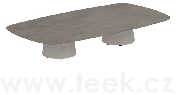 Royal Botania Betonový nízký stůl Conix, Royal Botania, oválný 220x120x35 cm, podnož beton cement grey, deska keramika bílá