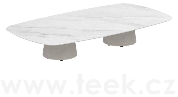 Royal Botania Betonový nízký stůl Conix, Royal Botania, oválný 220x120x35 cm, podnož beton cement grey, deska keramika bílá