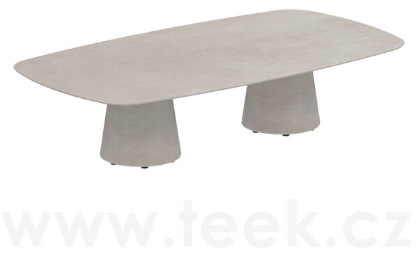 Royal Botania Betonový nízký stůl Conix, Royal Botania, oválný 220x120x35 cm, podnož beton cement grey, deska keramika bílá