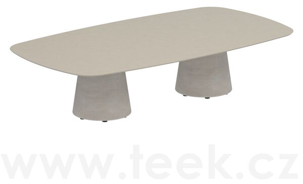 Royal Botania Betonový nízký stůl Conix, Royal Botania, oválný 220x120x35 cm, podnož beton cement grey, deska keramika bílá