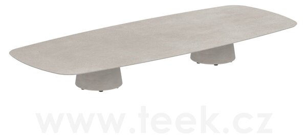 Royal Botania Betonový nízký stůl Conix, Royal Botania, oválný 300x120x35 cm, podnož beton cement grey, deska keramika bílá