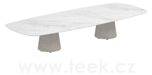 Royal Botania Betonový nízký stůl Conix, Royal Botania, oválný 300x120x35 cm, podnož beton cement grey, deska keramika bílá