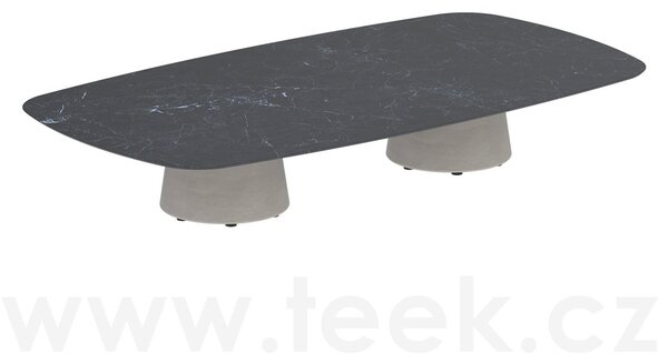 Royal Botania Betonový nízký stůl Conix, Royal Botania, oválný 220x120x35 cm, podnož beton cement grey, deska keramika bílá